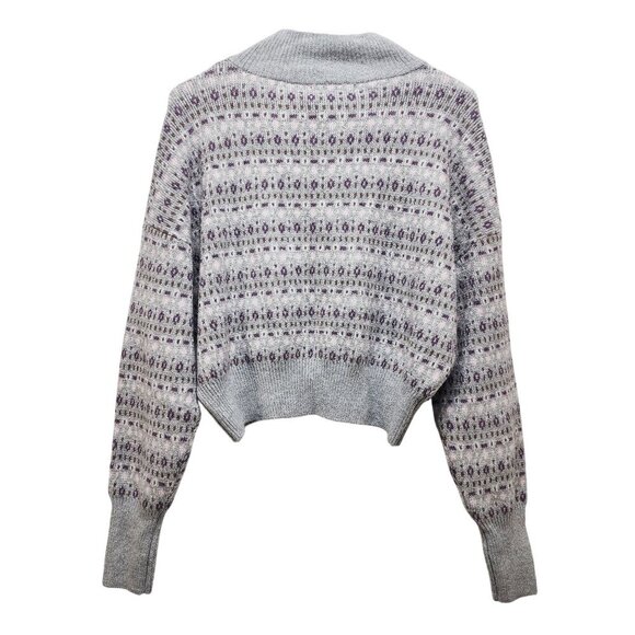 Sugar Moon Grey Snow Day Fair Isle Pullover Sweater Size S - Picture 4 of 6
